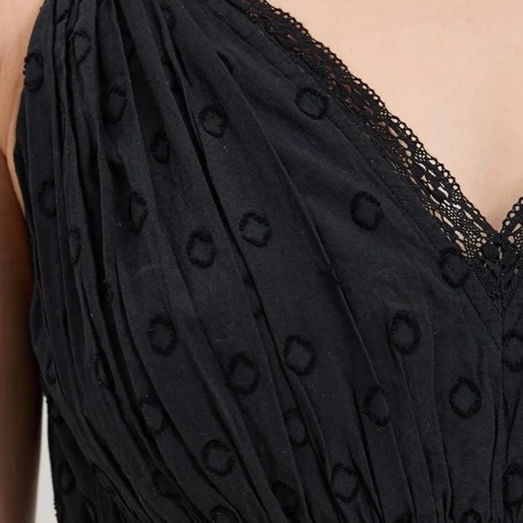 ULLA JOHNSONNew York Freya Black Midi Dress in black eyelet with lace size 0